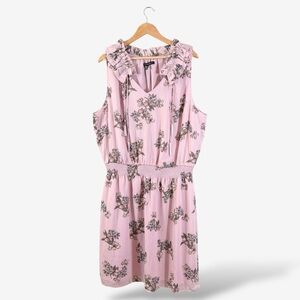 White House Black Market Purple Floral Dress Size 20W V-Neck Tassel Tie Smocked